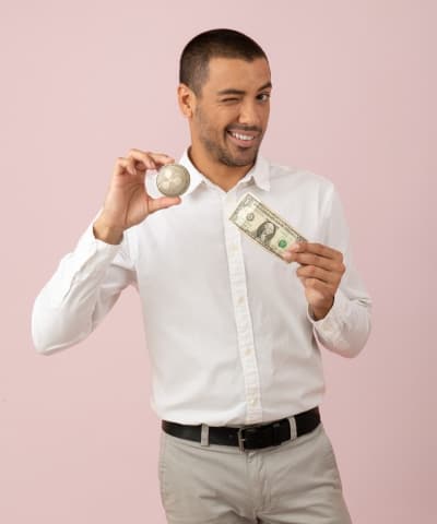 Professional investor holding cryptocurrency