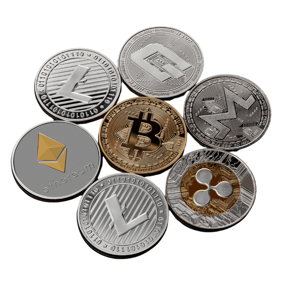 Collection of various cryptocurrency coins